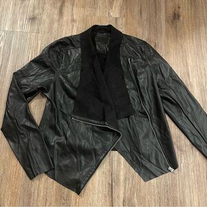 Blank NYC Faux Leather Moto Jacket Women's Size Medium Black Asymmetrical Zipper